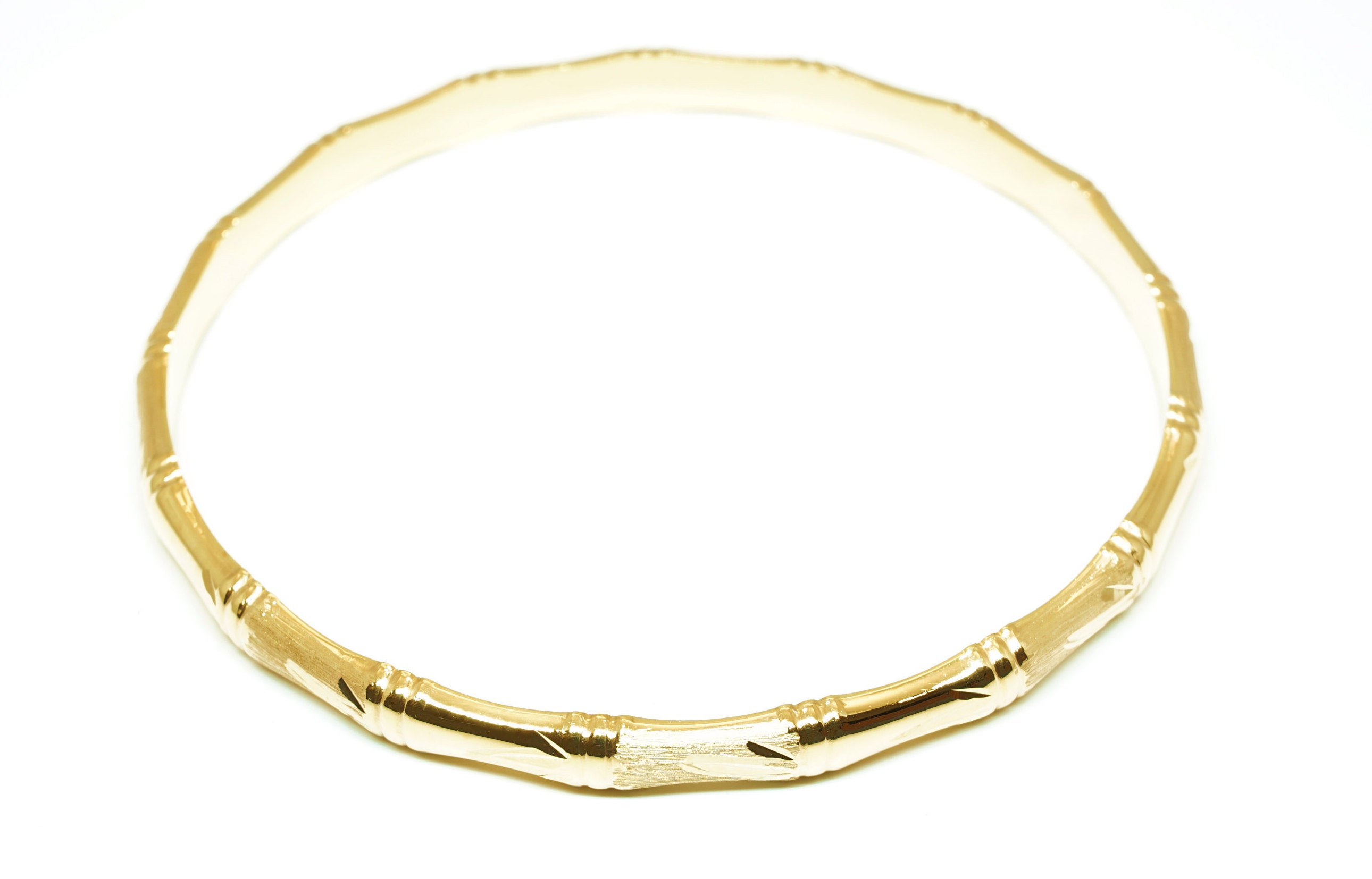 Semi Solid 14K 5MM Bamboo Bangle - Image 2