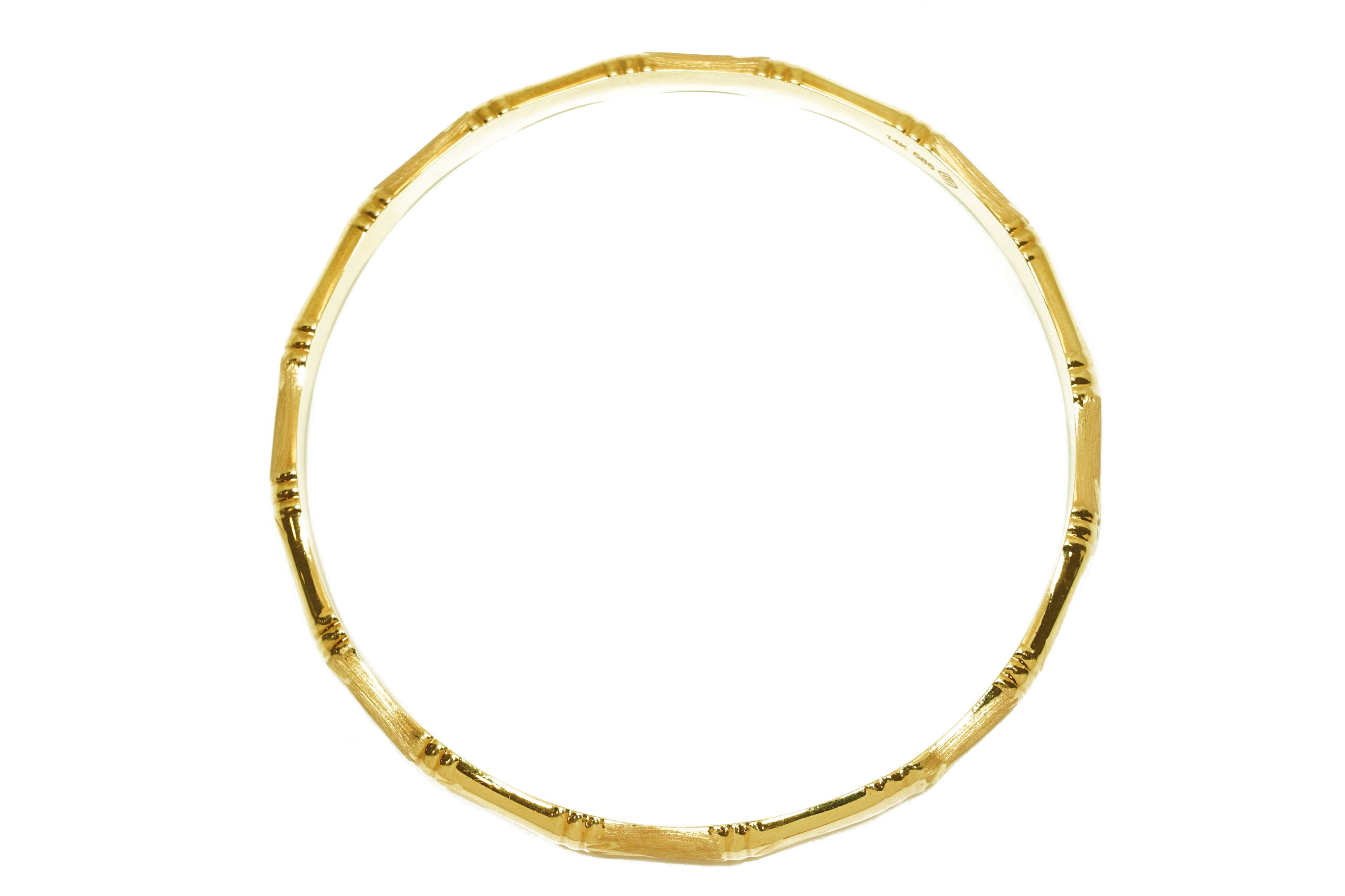 Semi Solid 14K 5MM Bamboo Bangle - Image 3