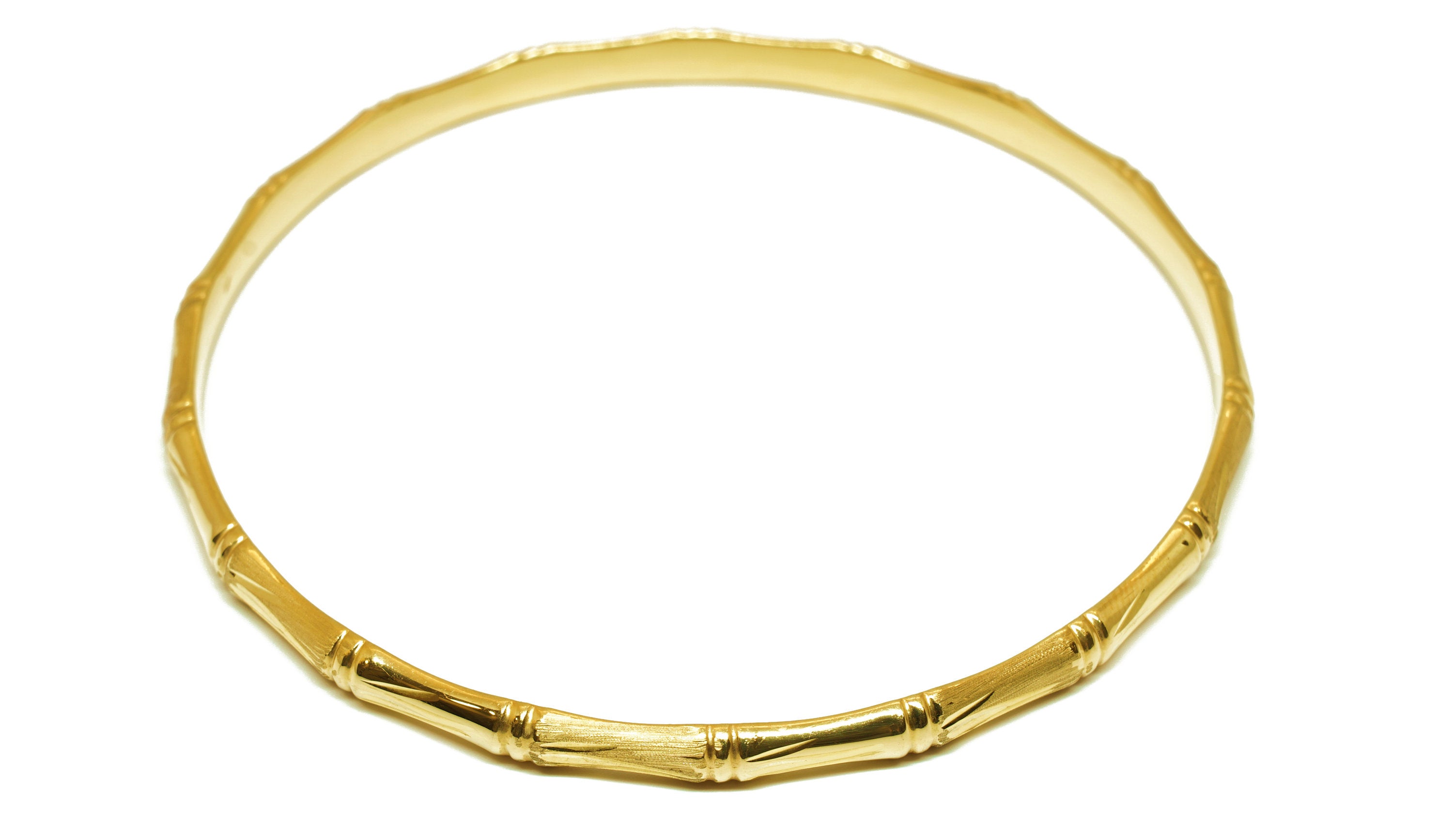 Semi Solid 14K 4MM Bamboo Bangle - Image 2
