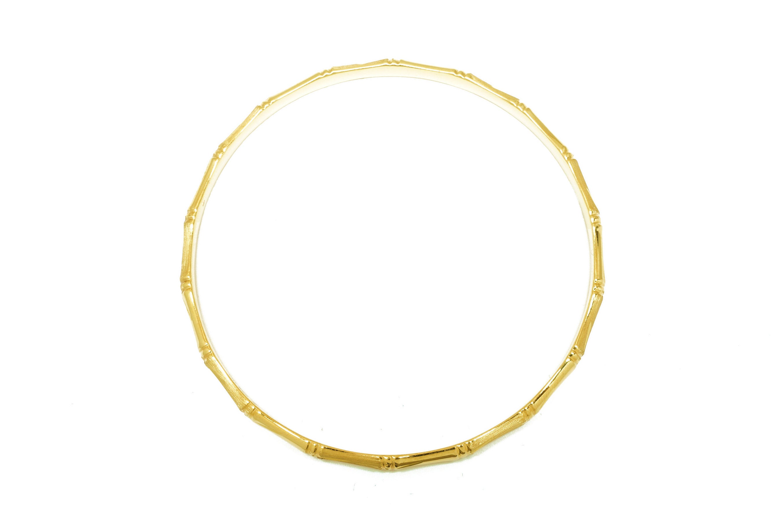 Semi Solid 14K 4MM Bamboo Bangle - Image 4