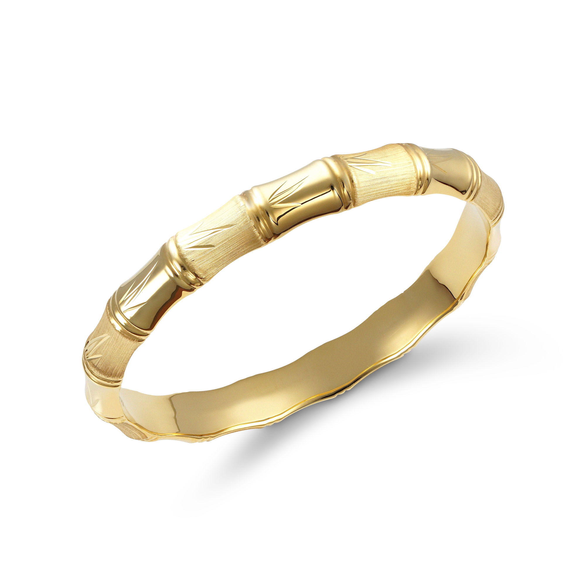 Semi Solid 14K 9.5MM Thick Bamboo Bangle – Hafa Adai Gold