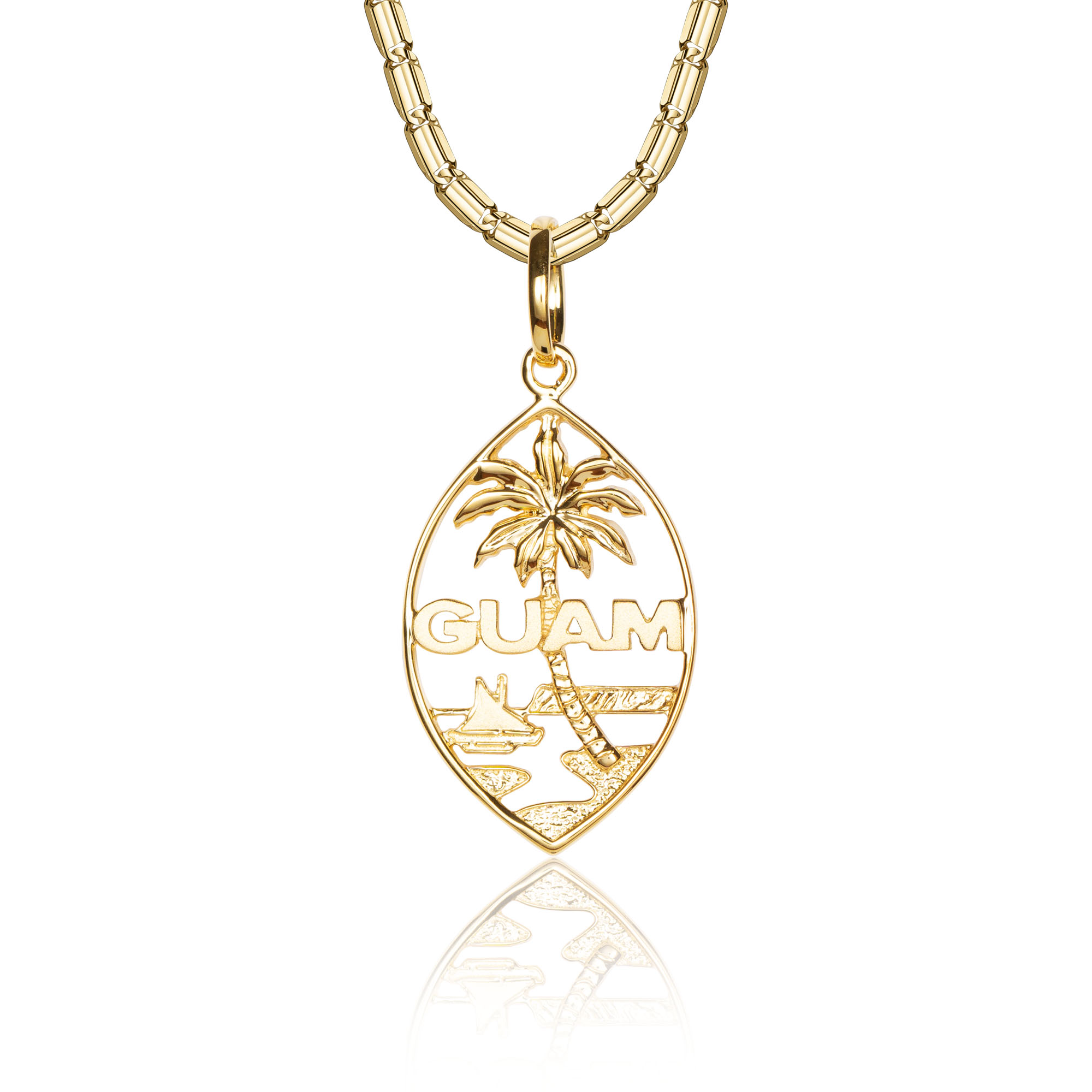 Solid 14K 3D Guam Seal Pendant Necklace