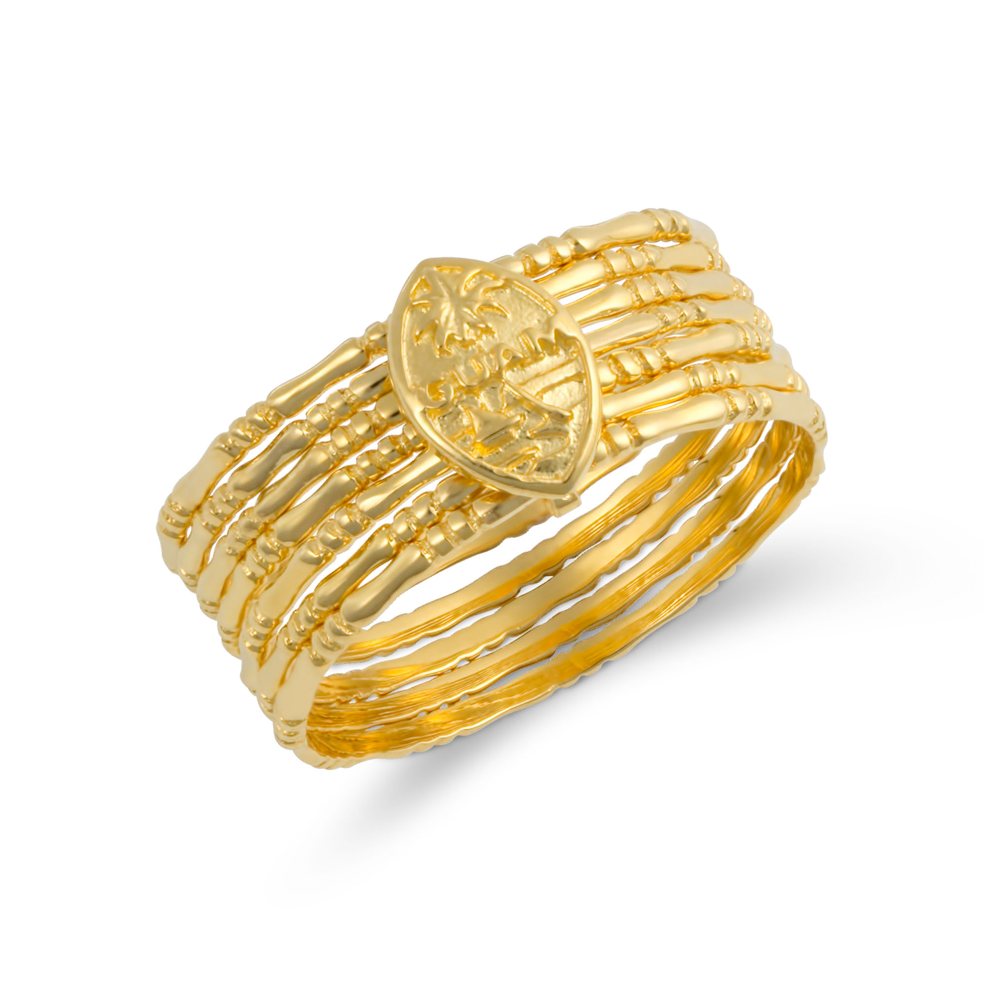 Solid 14K 7-Day Guam Seal Bamboo Ring