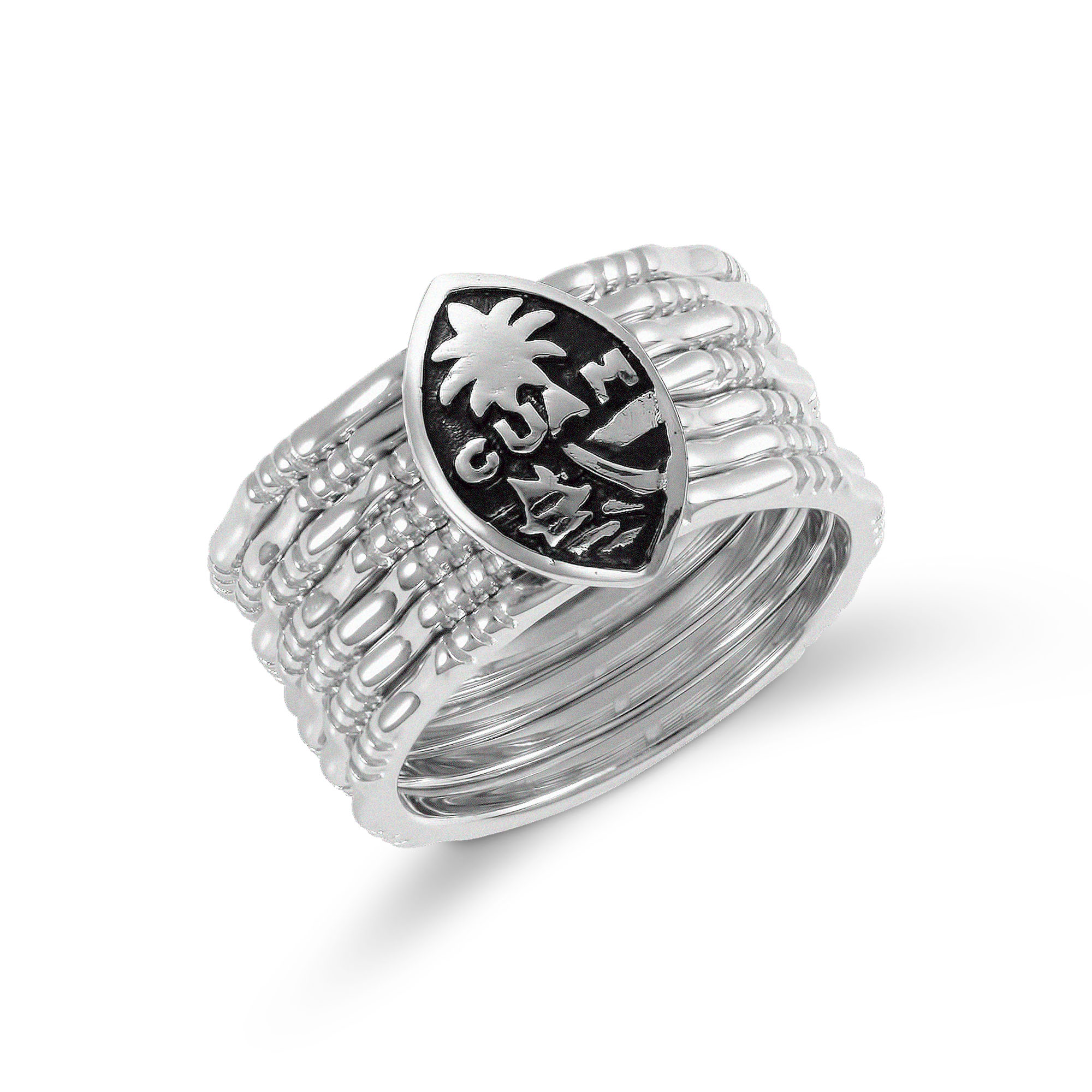 Sterling Silver 7-Day Bamboo Guam Seal Ring