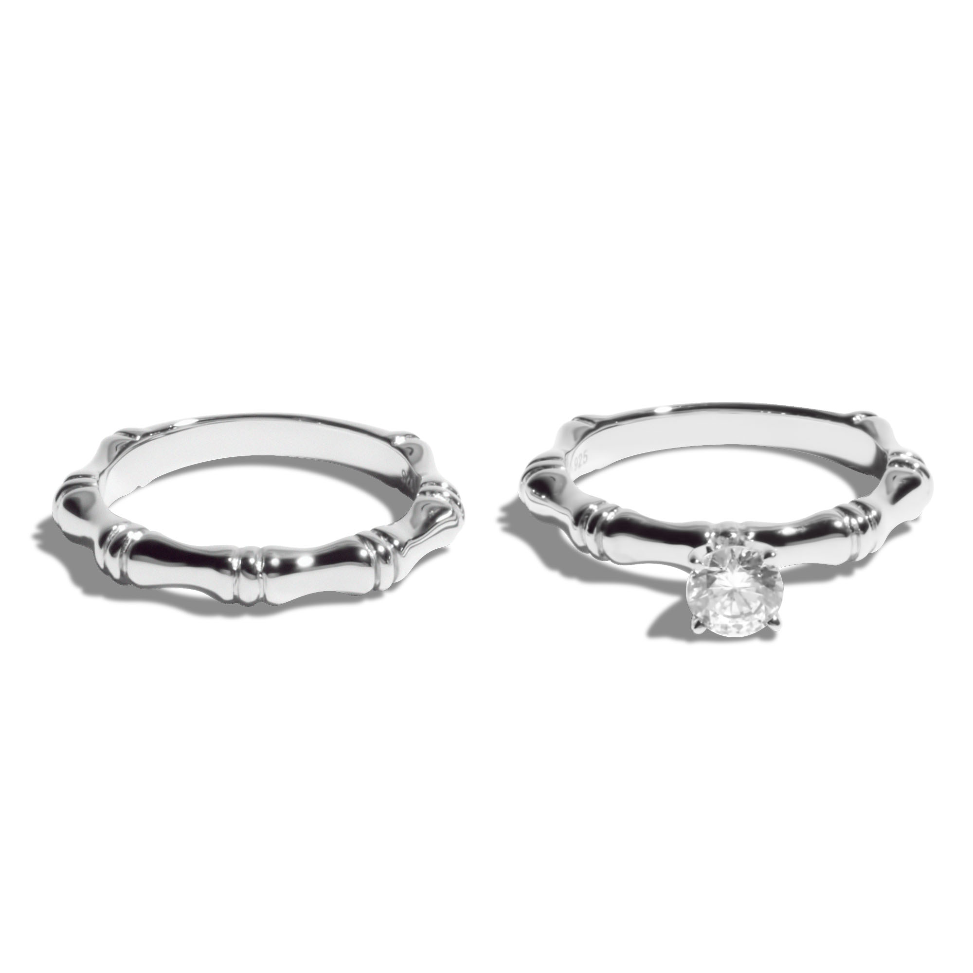 Solid Silver 2-Piece CZ Bridal Sets - Image 2