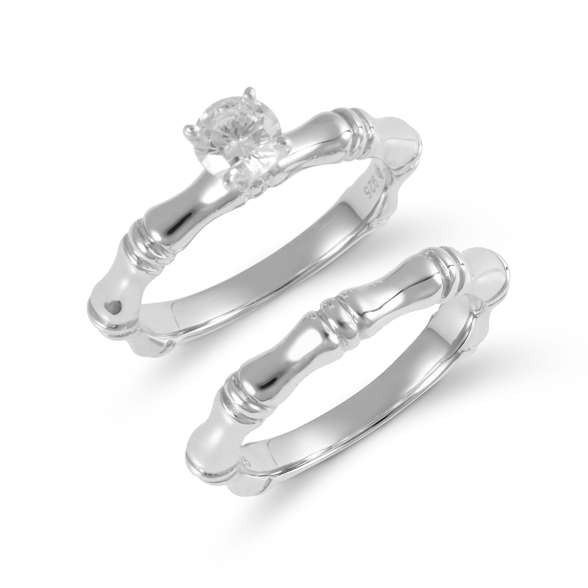 Solid Silver 2-Piece CZ Bridal Sets