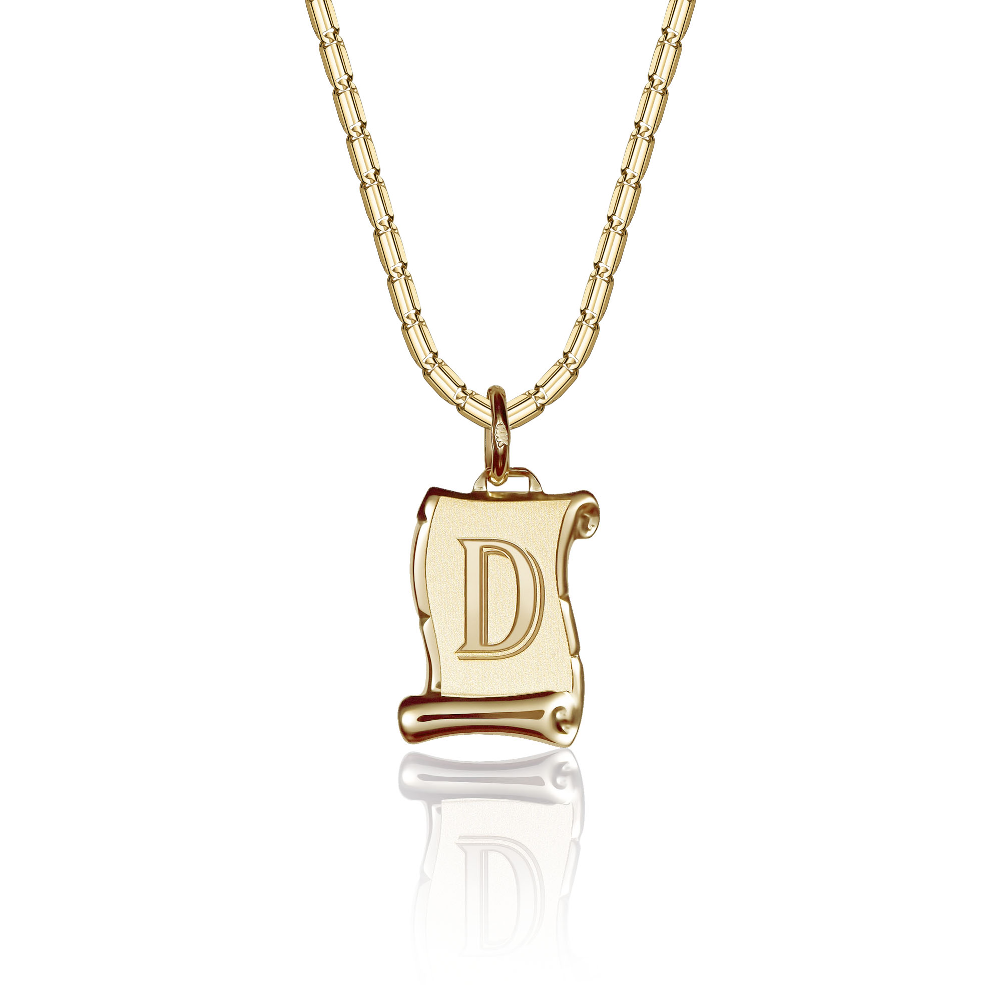 Solid 14K Scroll Chain & Pendant