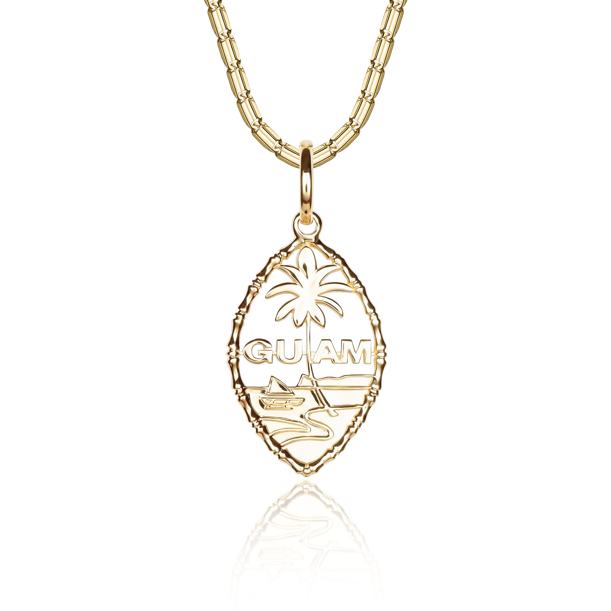 Solid 14K Bamboo Guam Seal Necklace