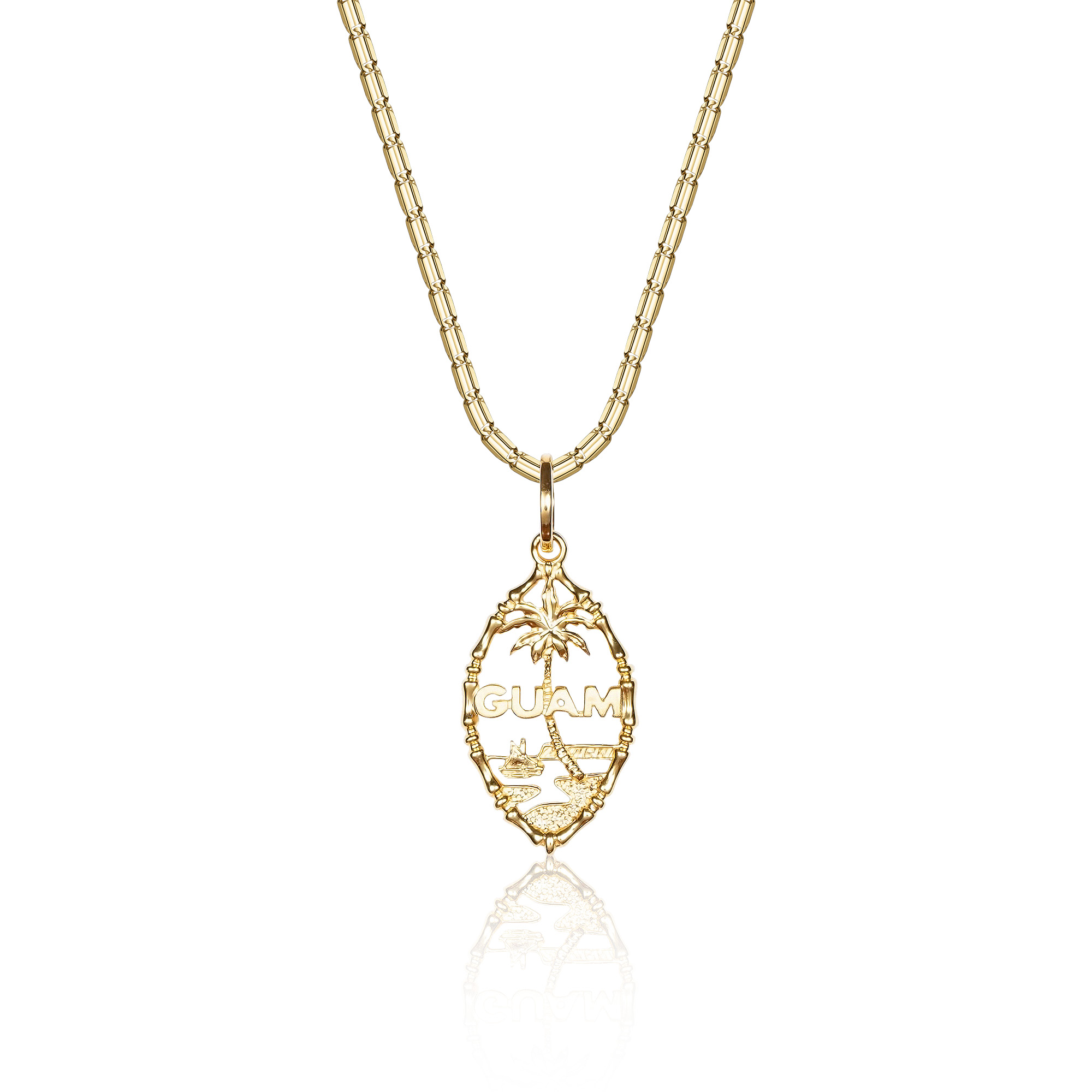 Solid 14K Petite Bamboo Guam Seal Necklace