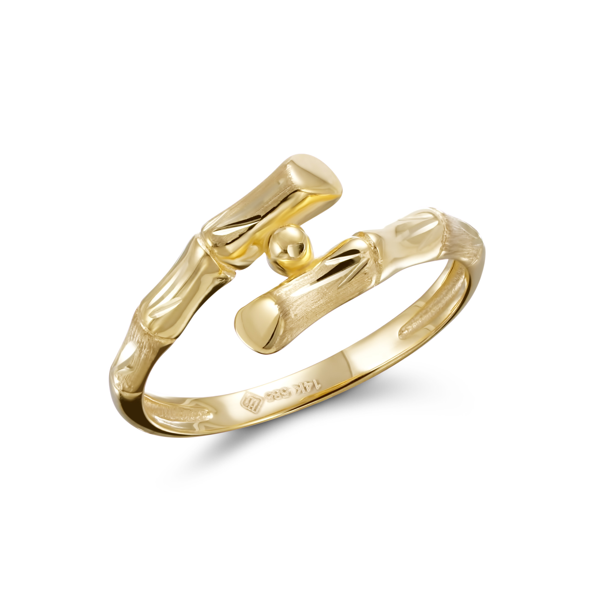 Solid 14K Spiral Bamboo Ring
