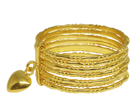 Solid 14K 7-Day Heart Bamboo Ring - Image 4