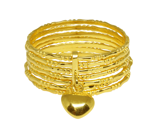 Solid 14K 7-Day Heart Bamboo Ring - Image 3