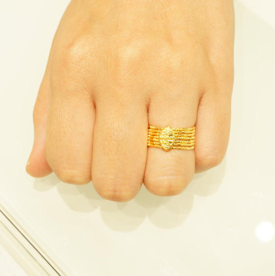 Solid 14K 7-Day Guam Seal Bamboo Ring - Image 3