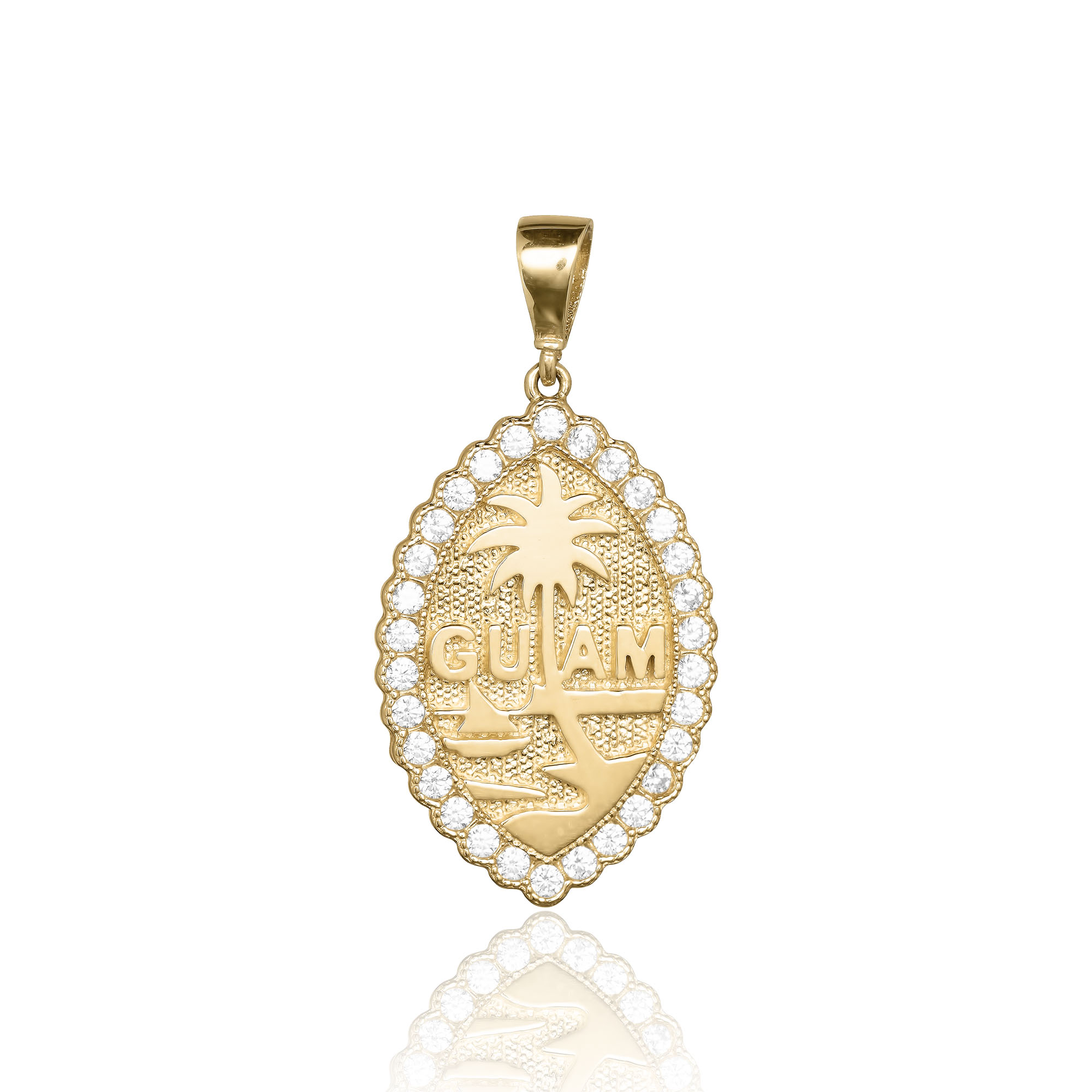 Solid 10K Bunita CZ Guam Seal Pendant