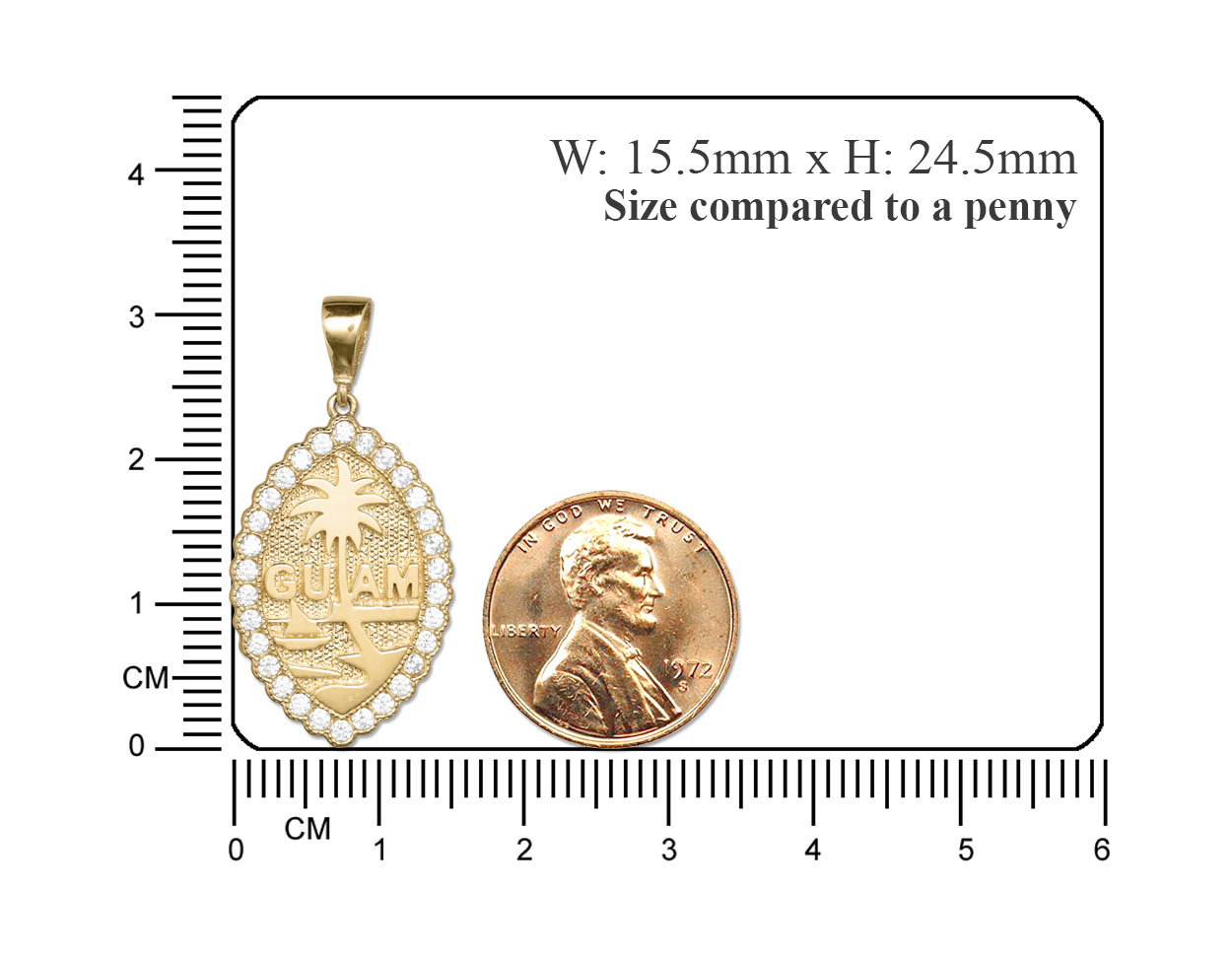 Solid 10K Bunita CZ Guam Seal Pendant - Image 2