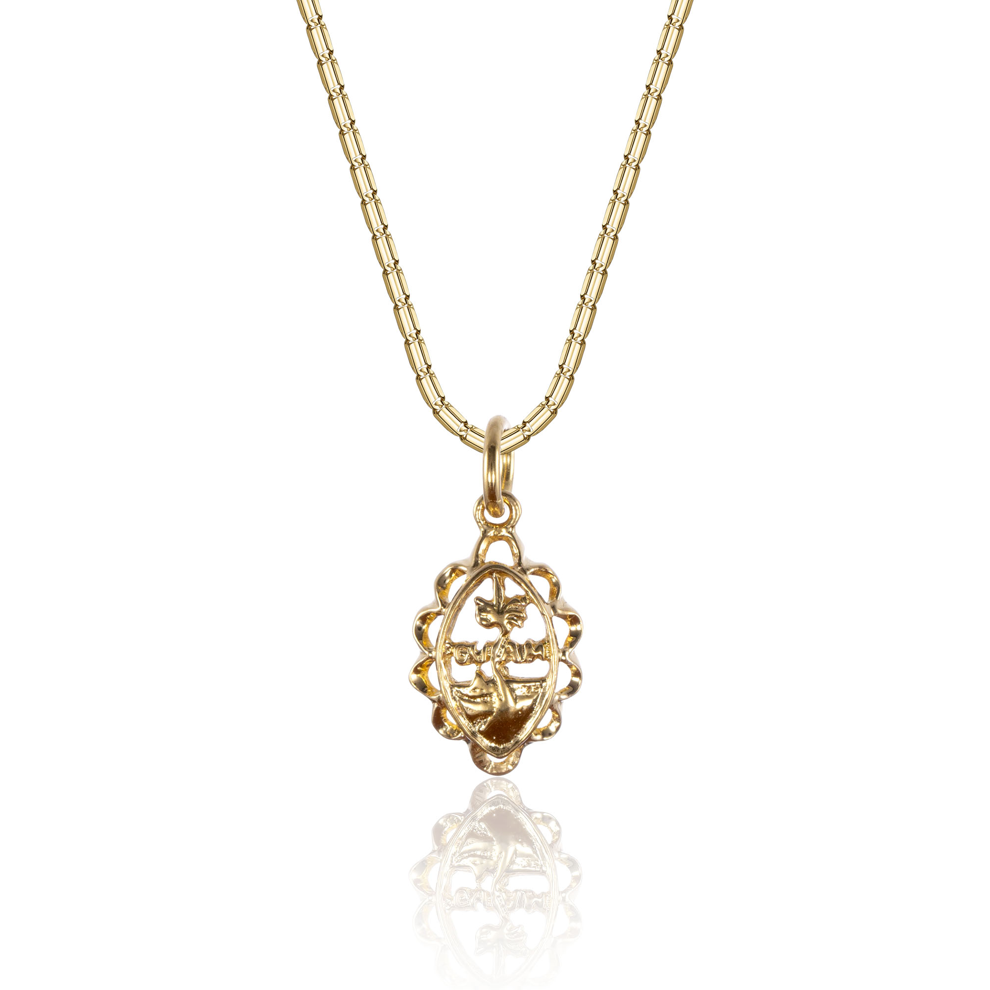 Solid 14K Small Majestic Wave Guam Seal Necklace