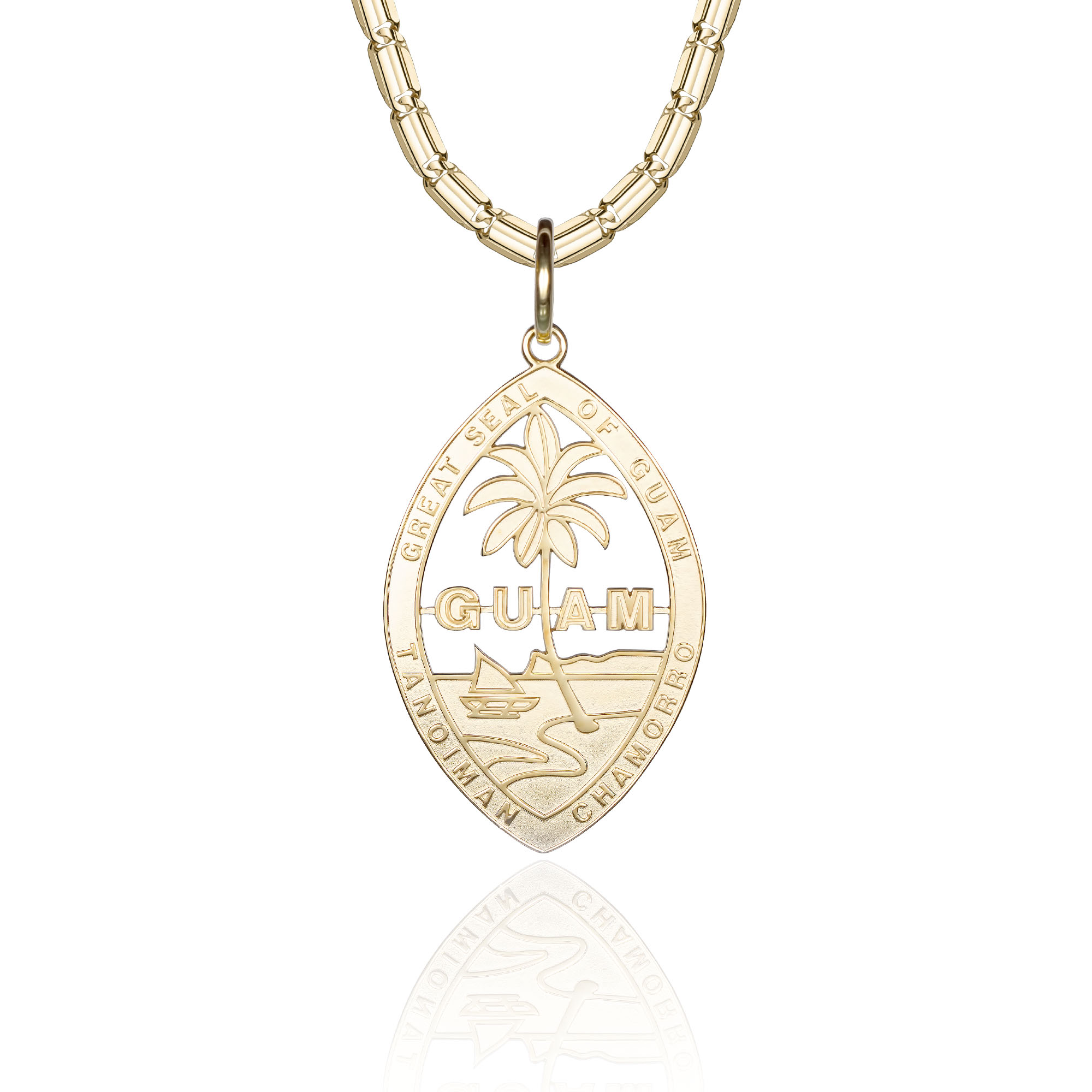 Solid 14K Modern Guam Seal Pendant