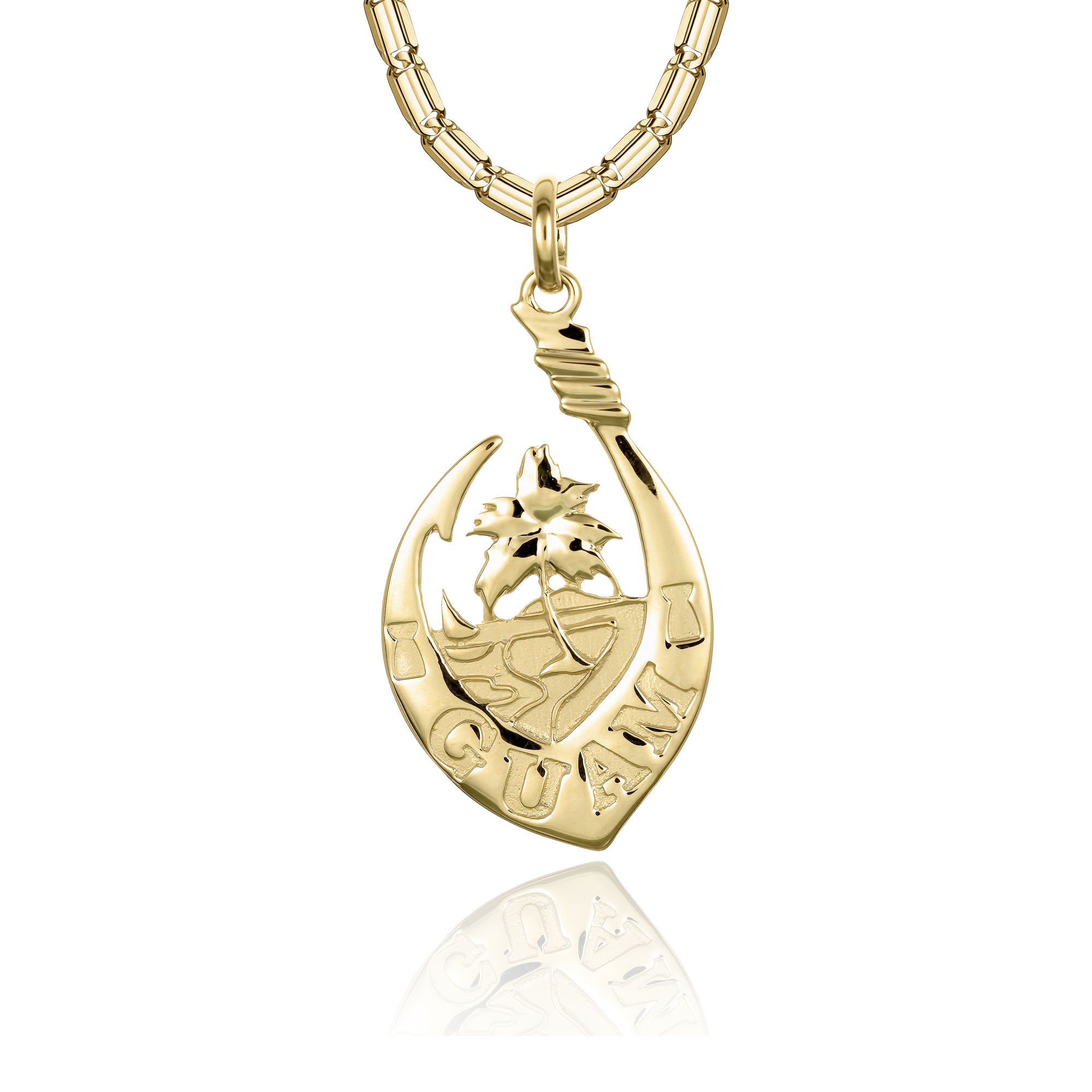Solid 14K Guam Seal Classic Hook Necklace