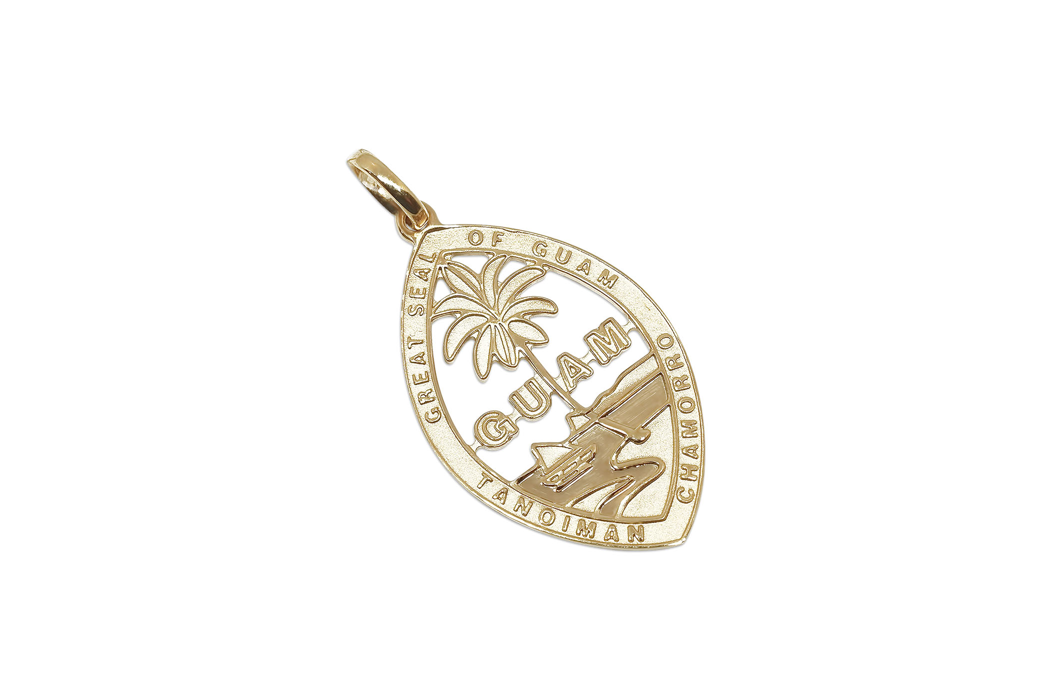 Solid 14K Modern Guam Seal Pendant – Hafa Adai Gold