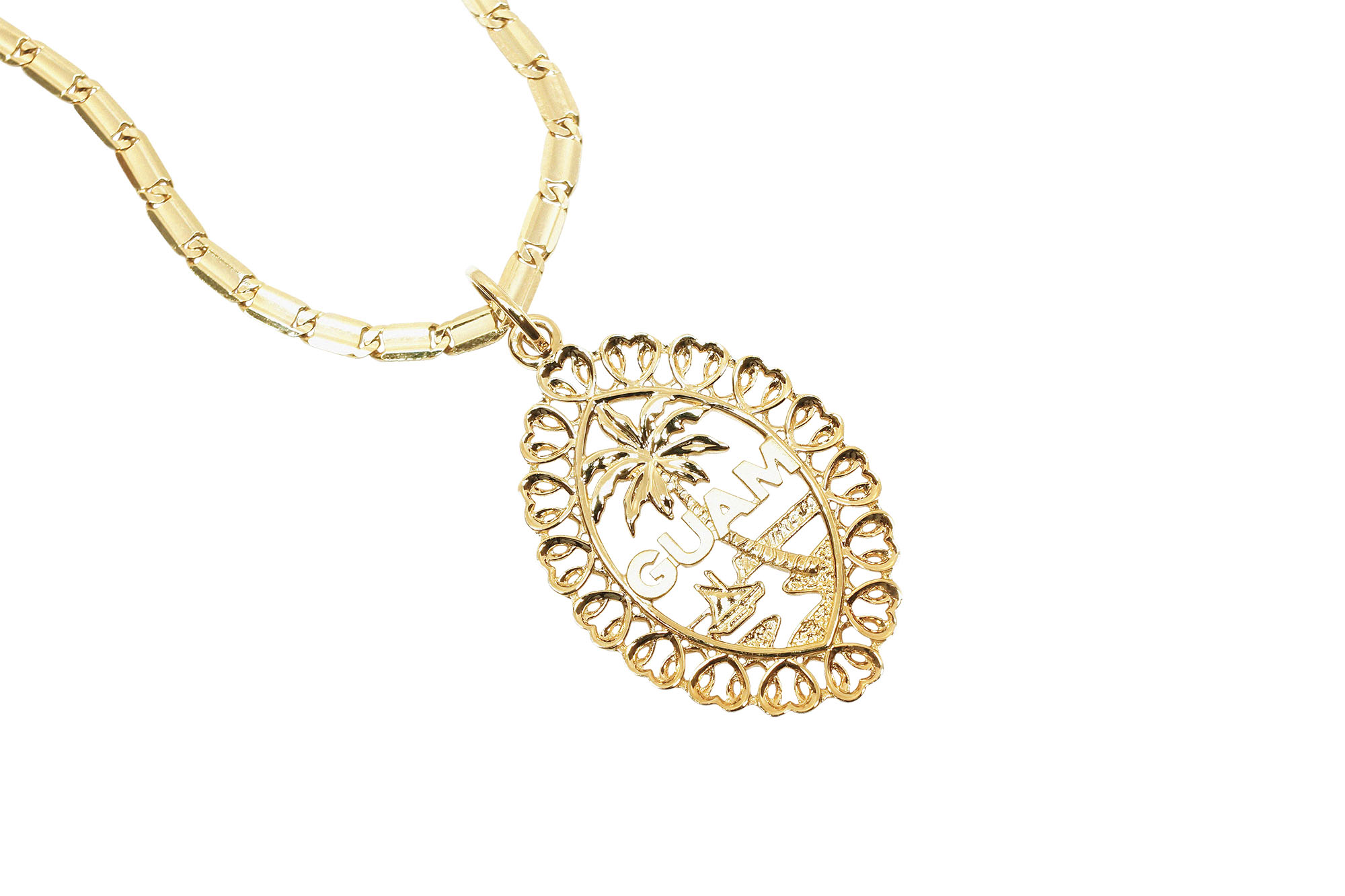 Solid 14K Heart Bordered Guam Seal Necklace - Image 3