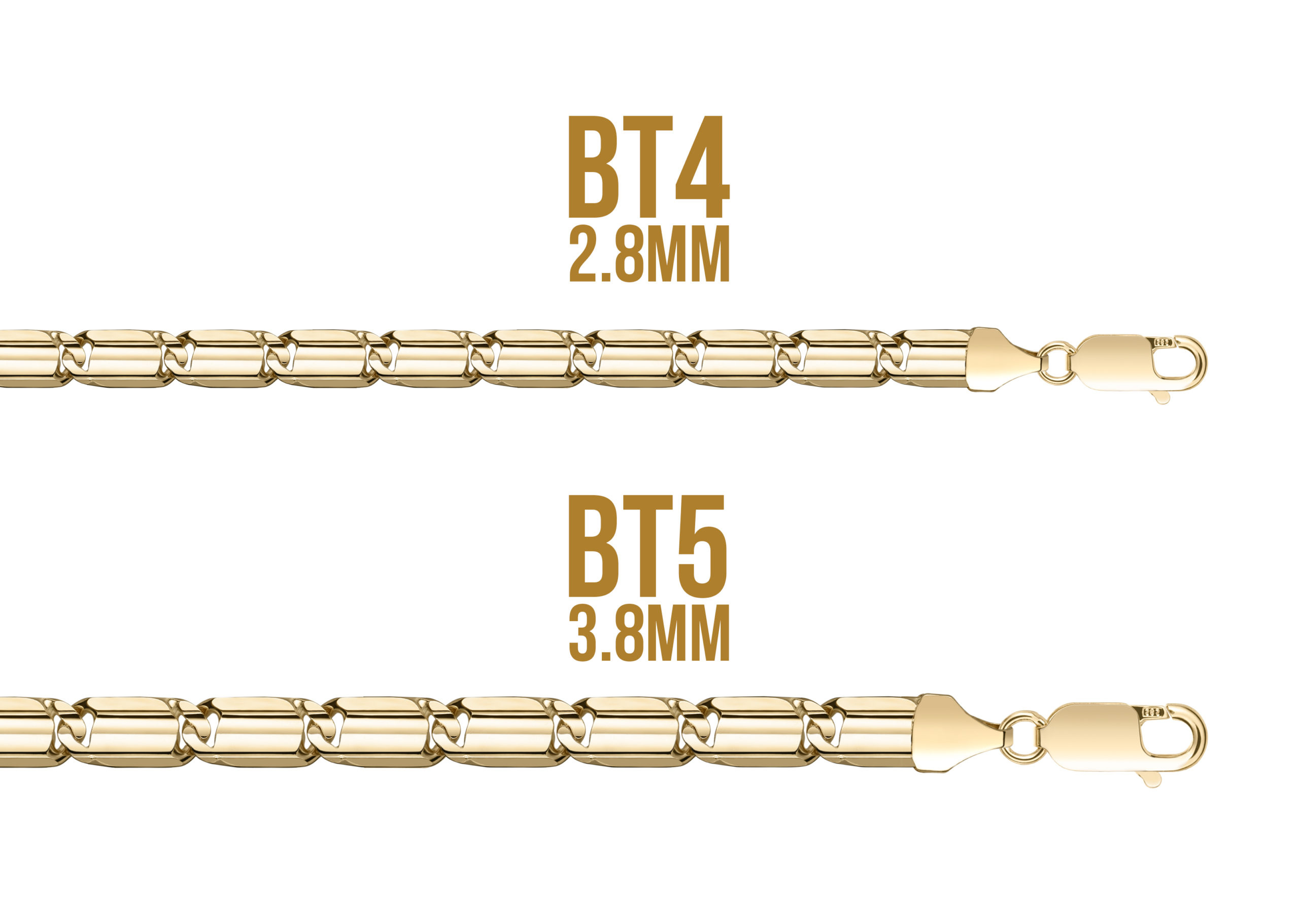 Solid 14K Italian Bamboo Baht Chain (BT-4 & BT-5) - Image 2