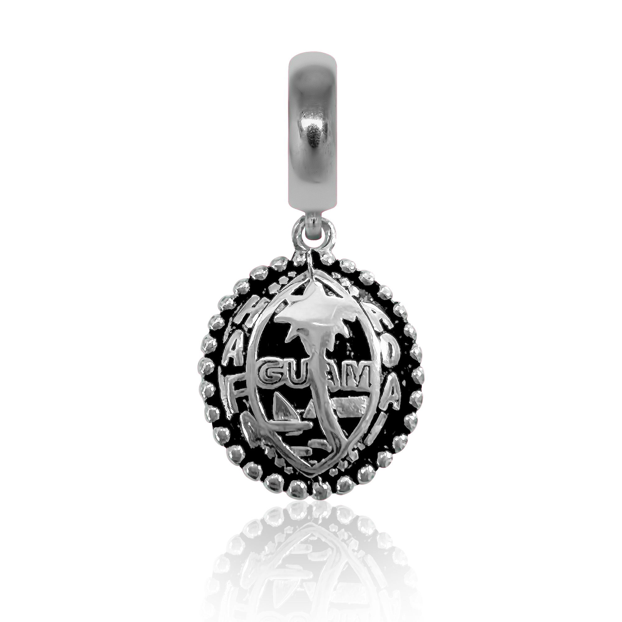 Solid Silver Hafa Adai Guam Dangling Charm