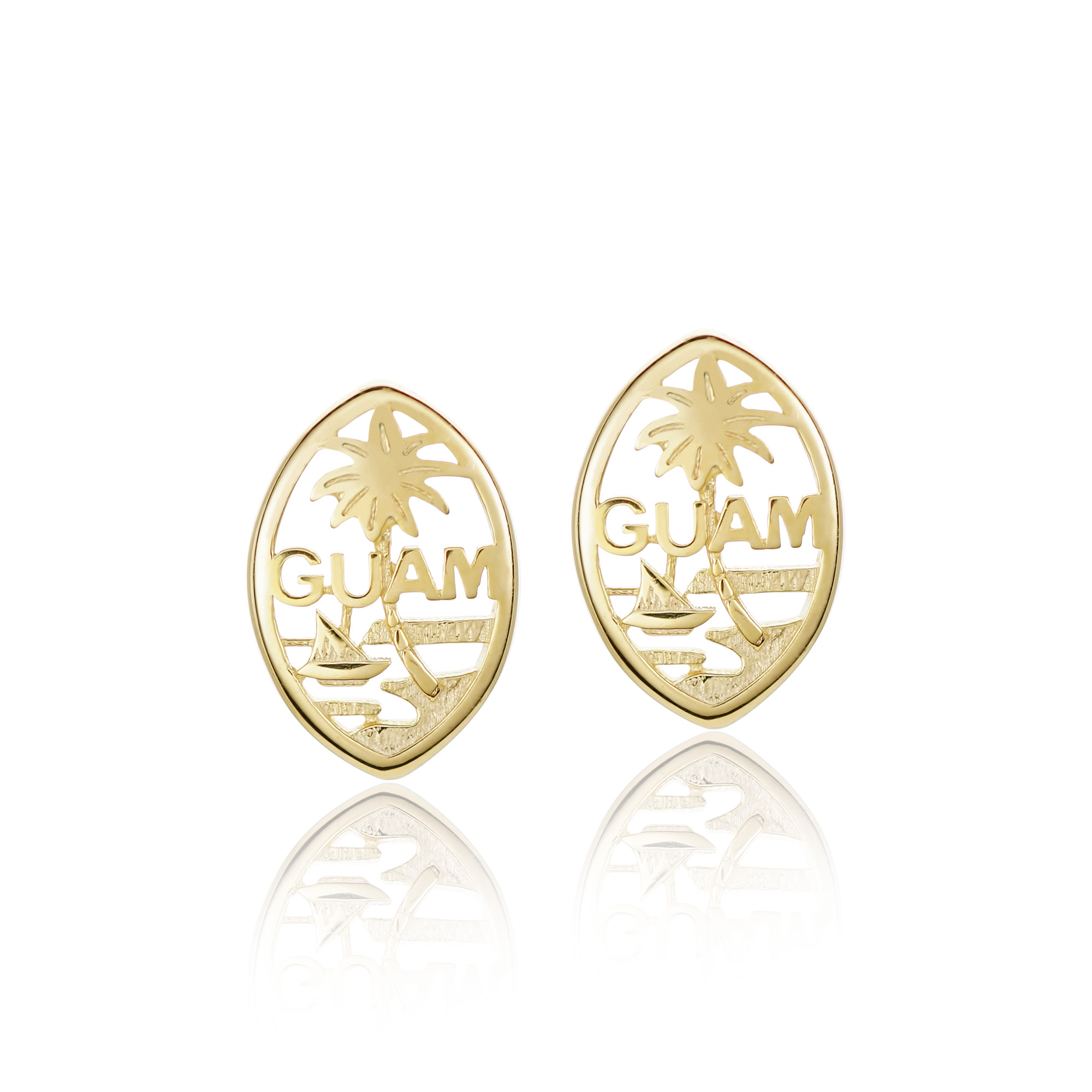 Solid 14K Guam Seal Stud Earrings