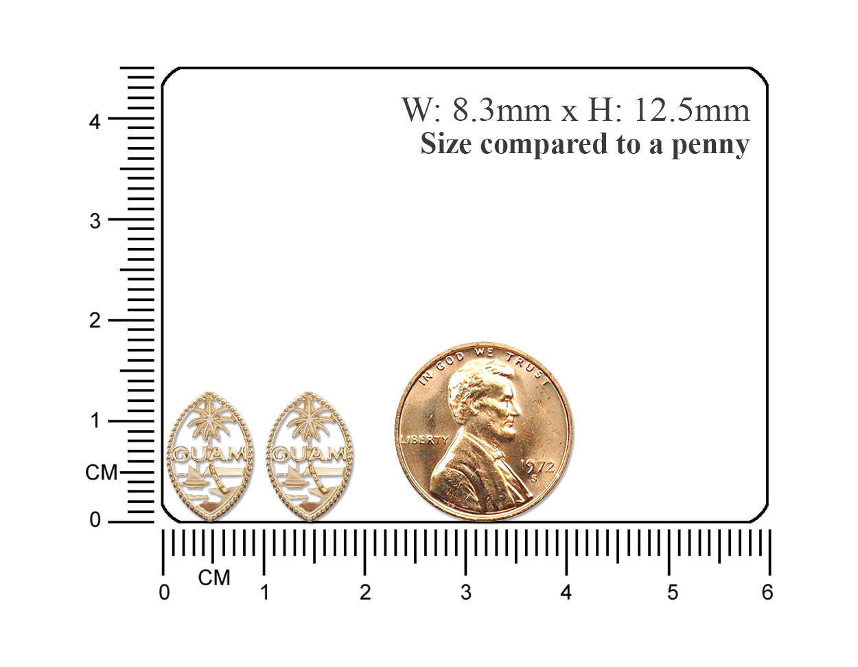 Solid 14K Guam Seal Earrings Dotted Border - Image 2